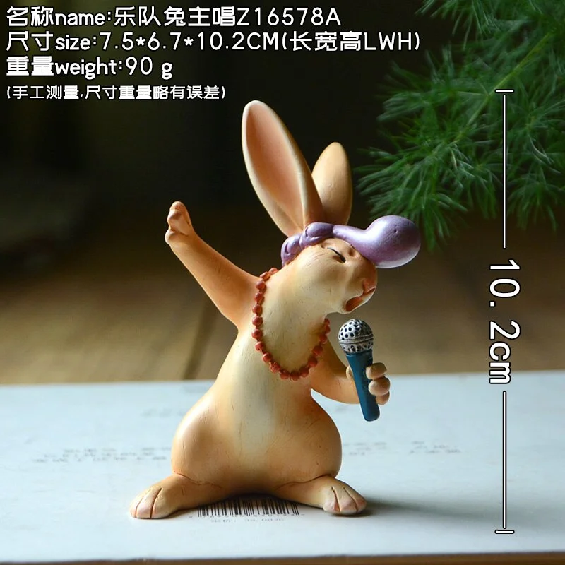 Creative Rabbit Ornaments Singing Music Animal Bunny Figurine Office Home Tabletop Decoration Gifts