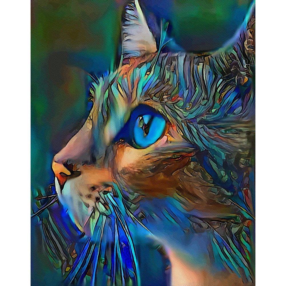 

(Multi-Size) Blue Cat - Round/Square Drill Diamond Painting, Square diamond 30*40cm, 501 Original