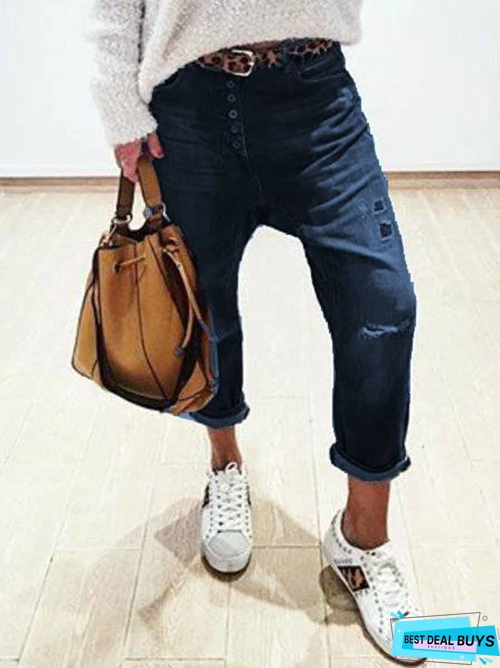 Plain Regular Fit Denim Pants