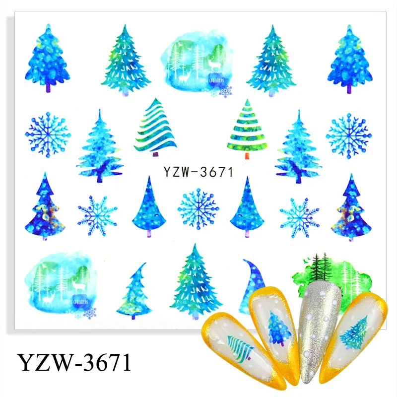 1pcs Autumn Winter Nail Sticker Robin Snow Flower New Year Halloween Christmas 3D Decals Nail Art Design Decor Accessories-Nail Inspo