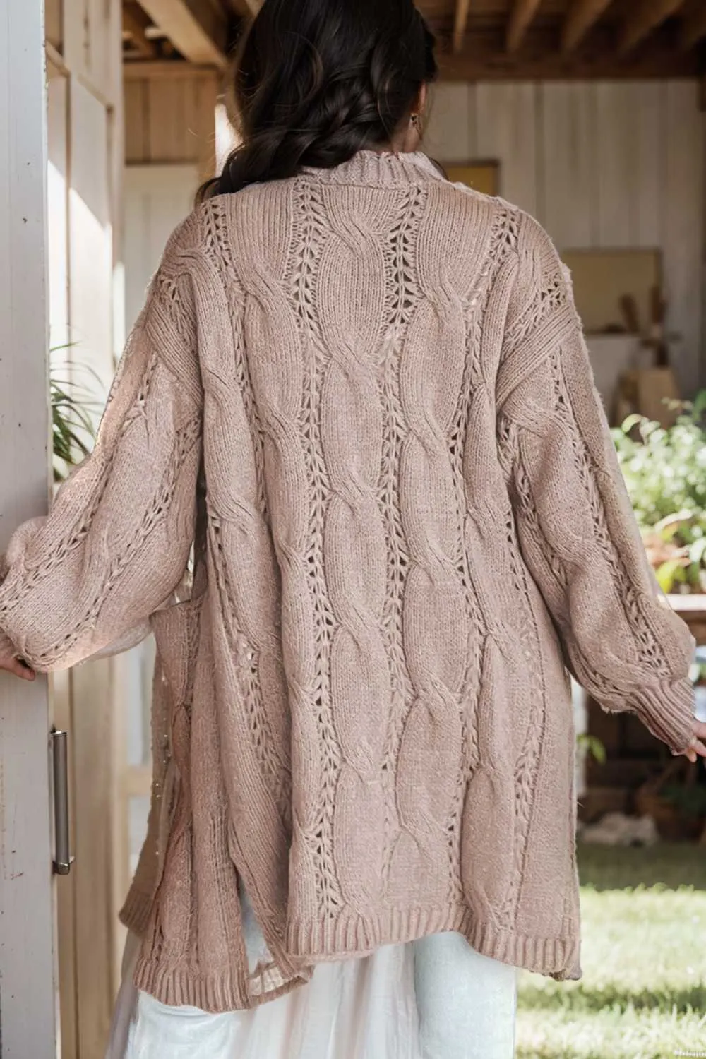 pocket twist long sweater cardigan