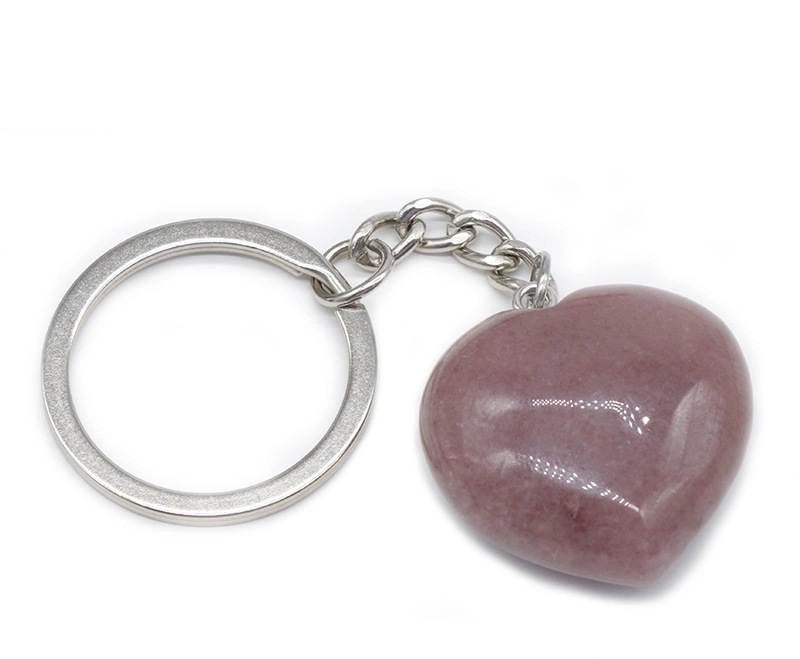 Minimalist Heart Shape Natural Stone Polishing Crystal Keychain