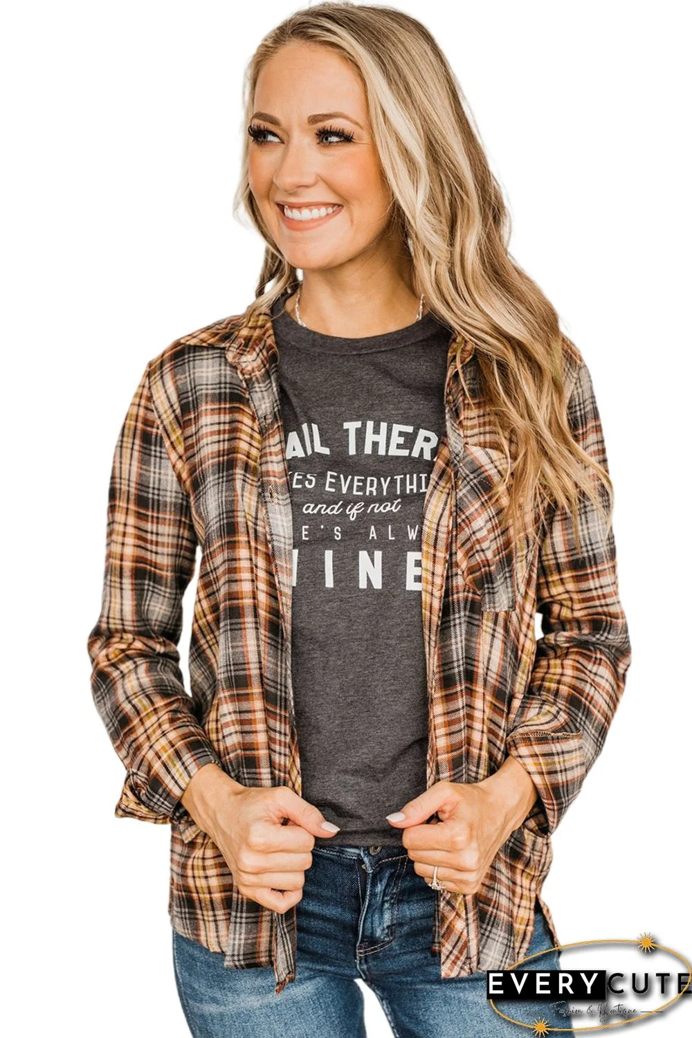 Plaid Print Buttoned Long Sleeve Shirt