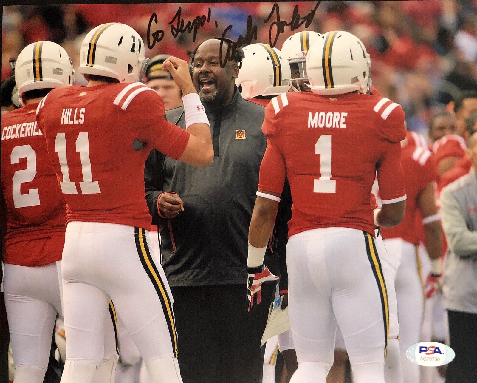 Mike Locksley Signed Autographed Maryland Terrapins 8x10 Photo Poster painting Big Ten Psa/Dna