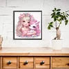 Fille rose licorne-partial sp&eacute;cial diamant peinture-30 * 30cm