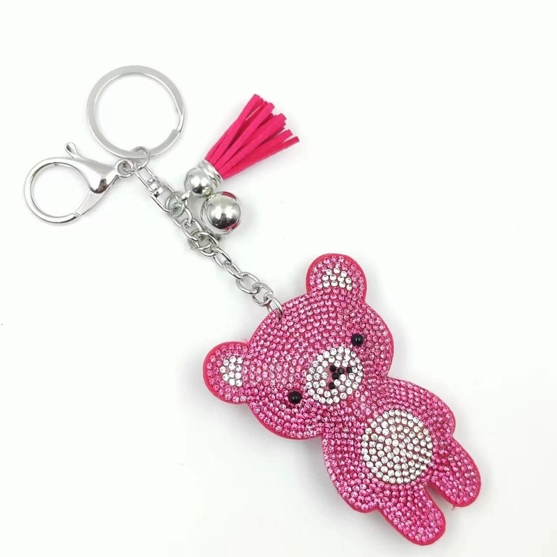 5 Pieces Cute Bear Flannel Diamond Women’s Keychain