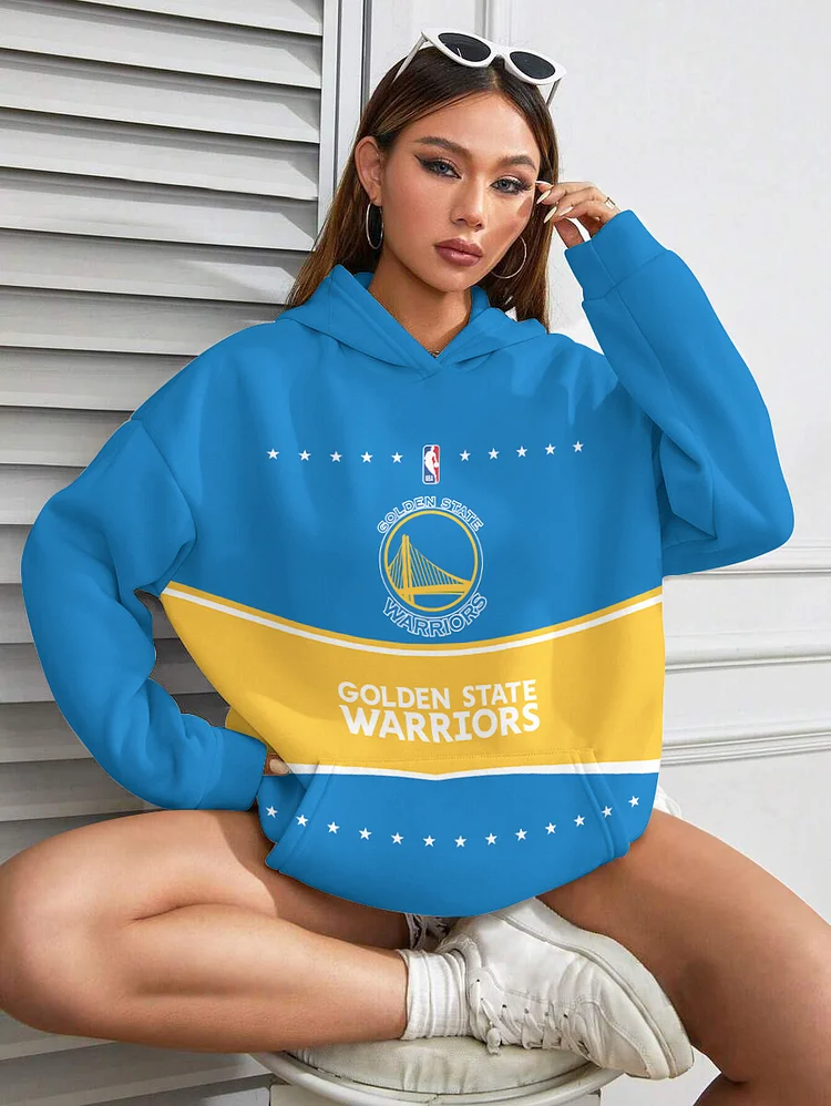 Golden State Warriors  Printed Hooded Pocket Pullover Hoodie