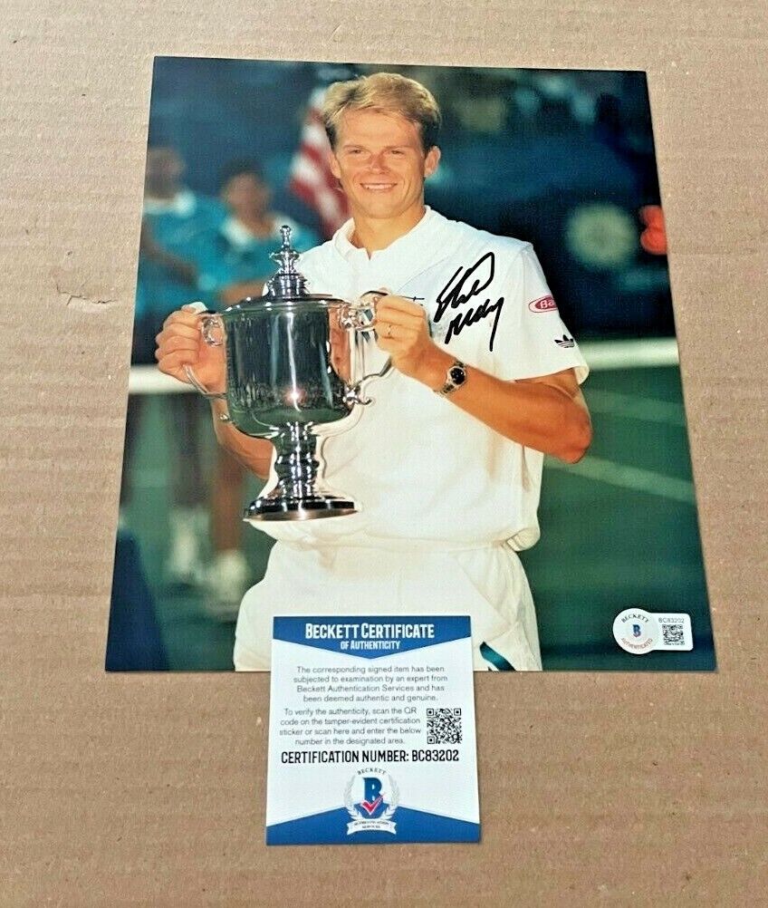 STEFAN EDBERG SIGNED 1992 U.S. OPEN 8X10 Photo Poster painting BECKETT CERTIFIED