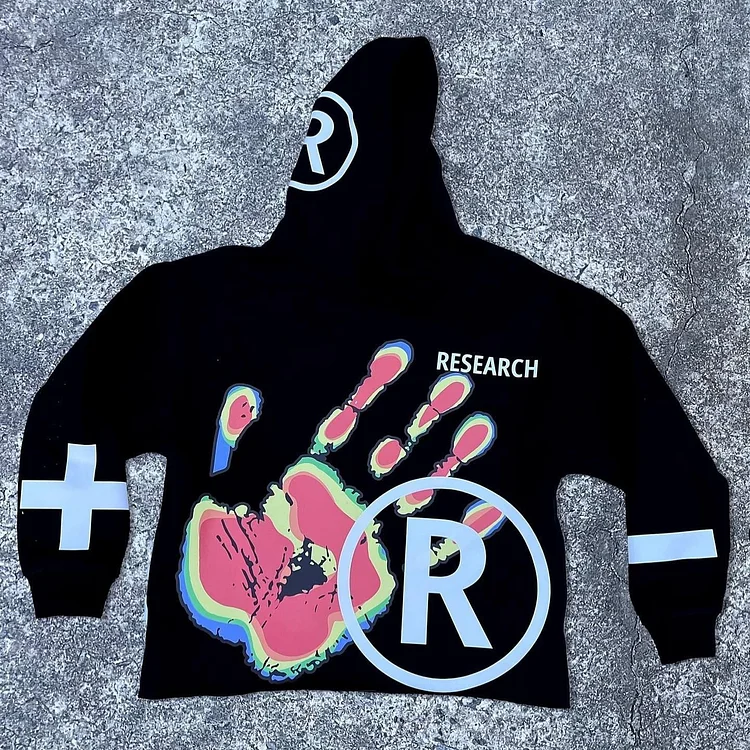 Street Multi Element Printed Long Sleeved Hoodie
