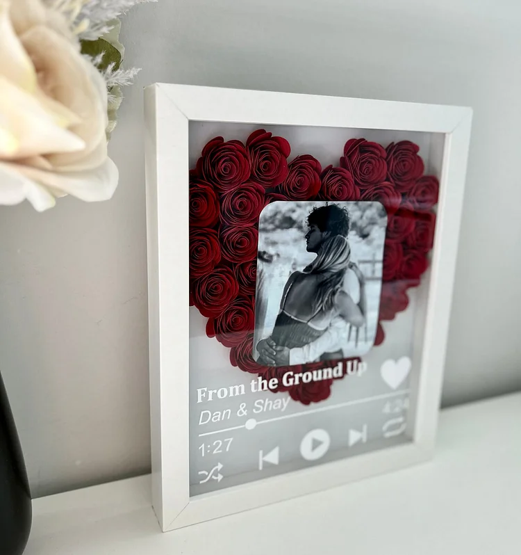 Personalized Song Heart Photo Shadow Box