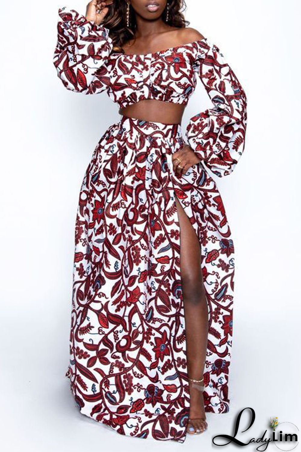 Yellow Vintage Elegant Print Patchwork Off the Shoulder Tops