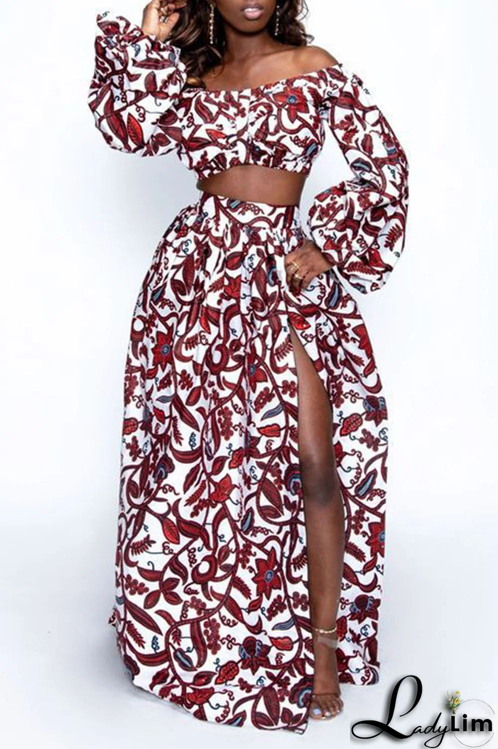 Yellow Vintage Elegant Print Patchwork Off the Shoulder Tops