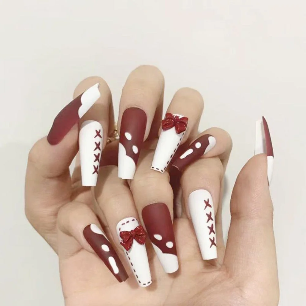 Extra Long Coffin Ballerina False Nails Fake Nails With Designs Press On Nails Manicure Tool Nail Accessory Full Cover Nail Tips