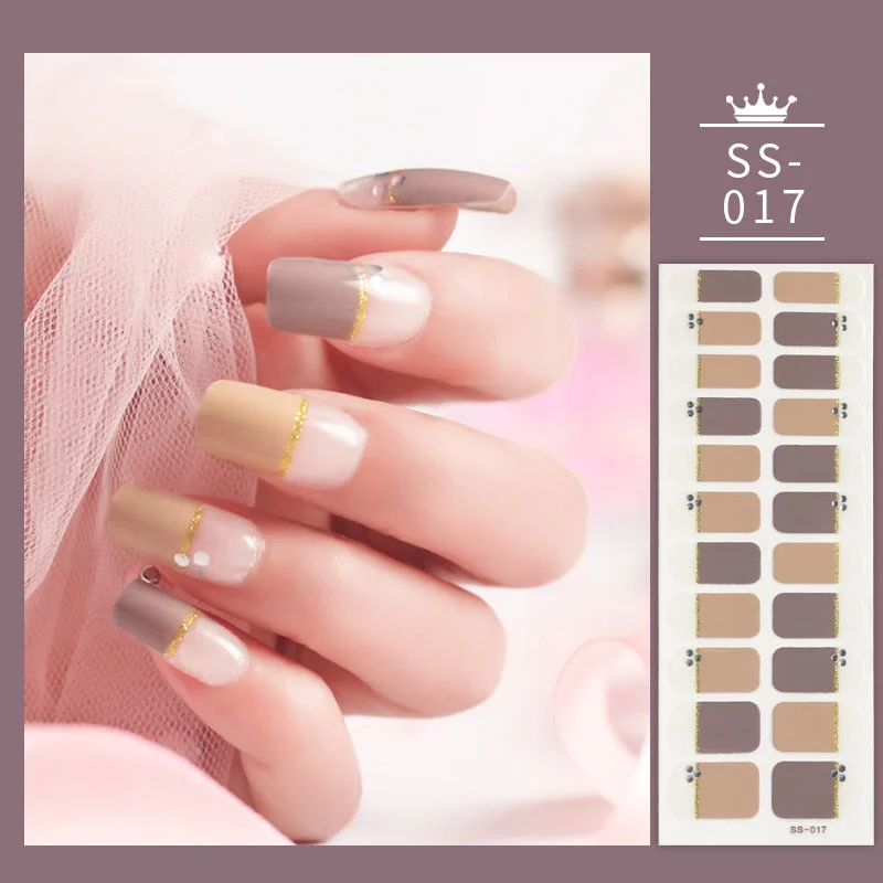 22Tips Colorful Nail Stickers Nail Accesoires Full Cover Stickers for Nails Self Adhesive Nail Art Nails Sticker Designer Shiny