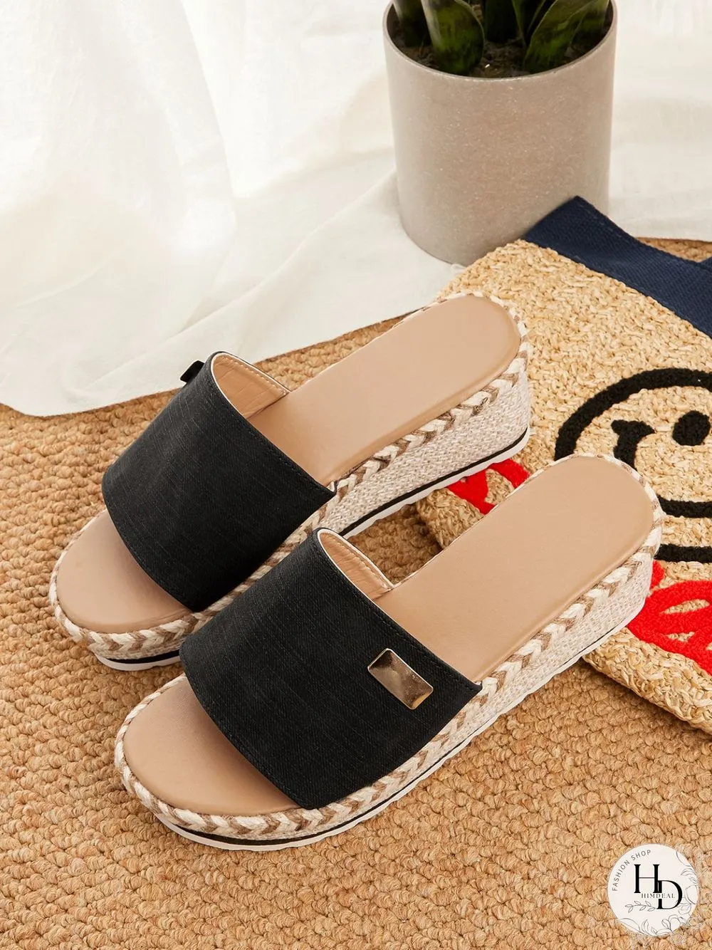 Resort Hemp Rope Sole Wedge Sandals