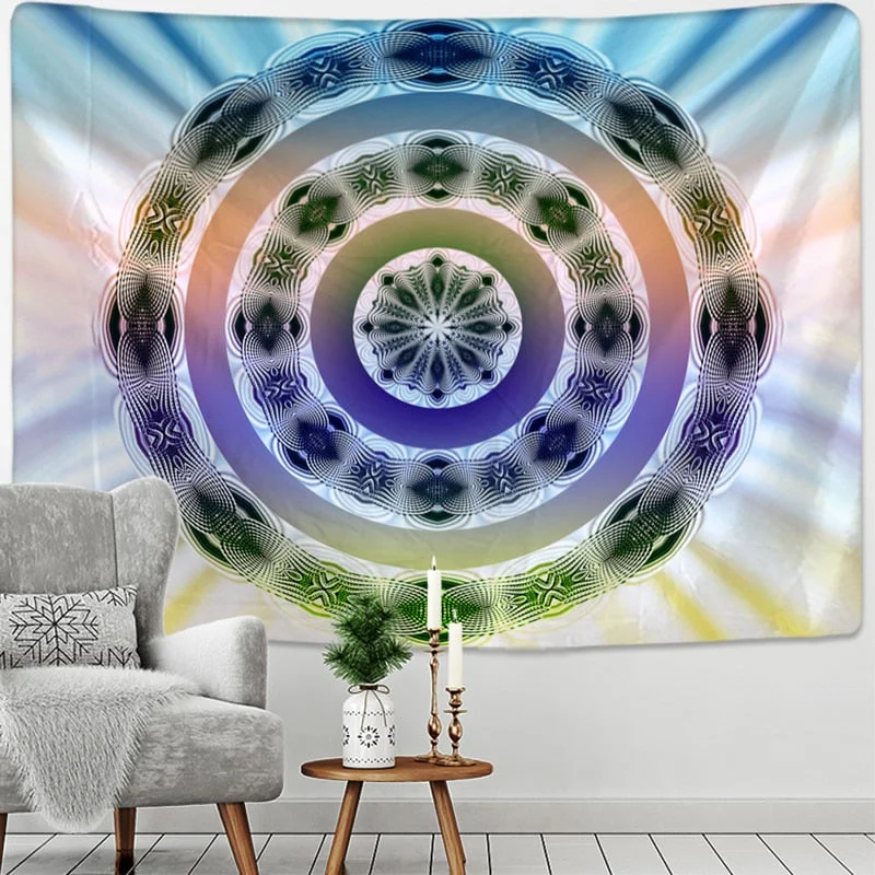 Radiant Mandala Tapestry Wall Hanging Psychedelic Colorful Hippie Tapiz Mystery Art Boho Style Home Decor
