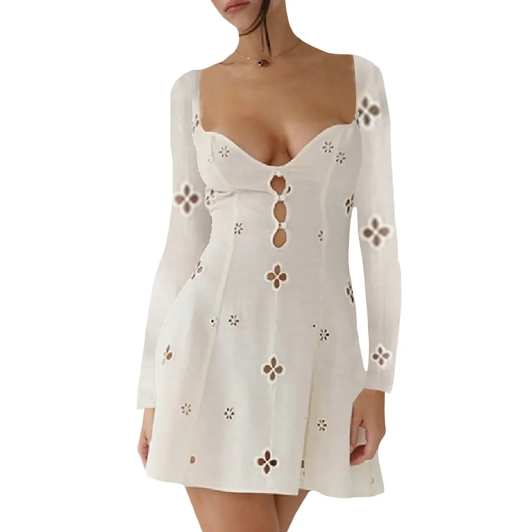 Brownm Unique Embroidered Sexy Trend Midi Dresses
