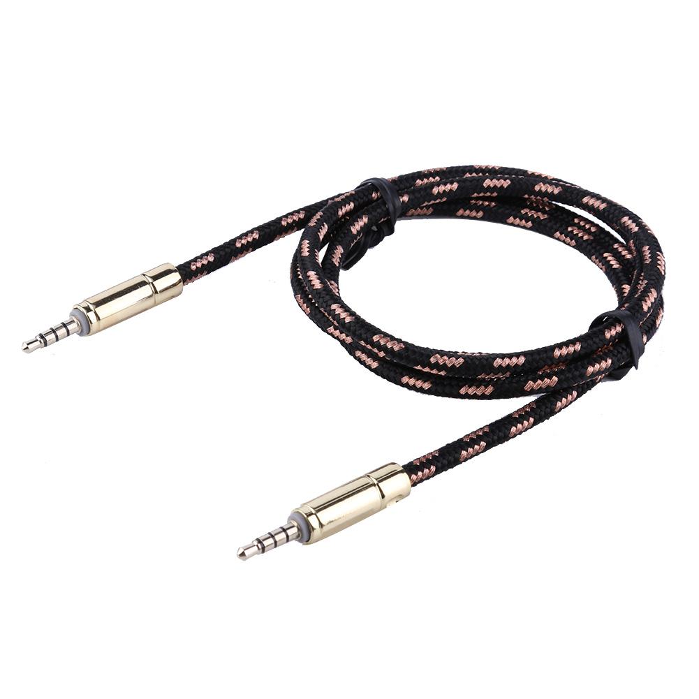 

3.5mm Male to Male Braided Audio Cable AUX Cord for MP3 Car Speaker (Black), 501 Original