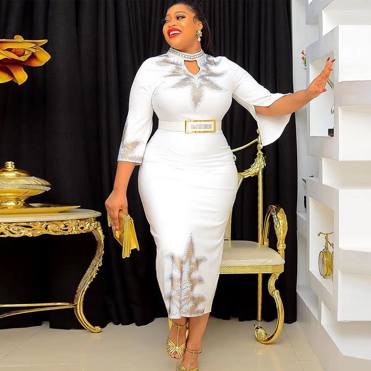 African Americans fashion QFY Plus Size Evening Dresses For Women African Luxury Wedding Party Gown Bridesmaid Dress 2022 Autumn Ladies Clothing Maxi Robes Ankara Style QueenFunky