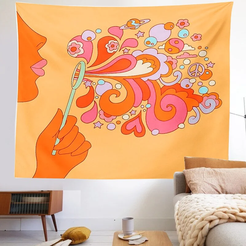 80s Aesthetic Tapestry Wall Hanging 80s Retro Colorful bubbles Decoration Home Decor Tapestry Wall Decor Psychedelic Wall Prints