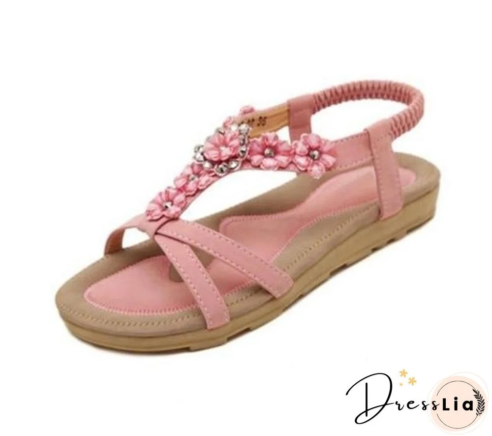 Bohemian Style Summer Women Flat Heel Beach Sandals Shoes