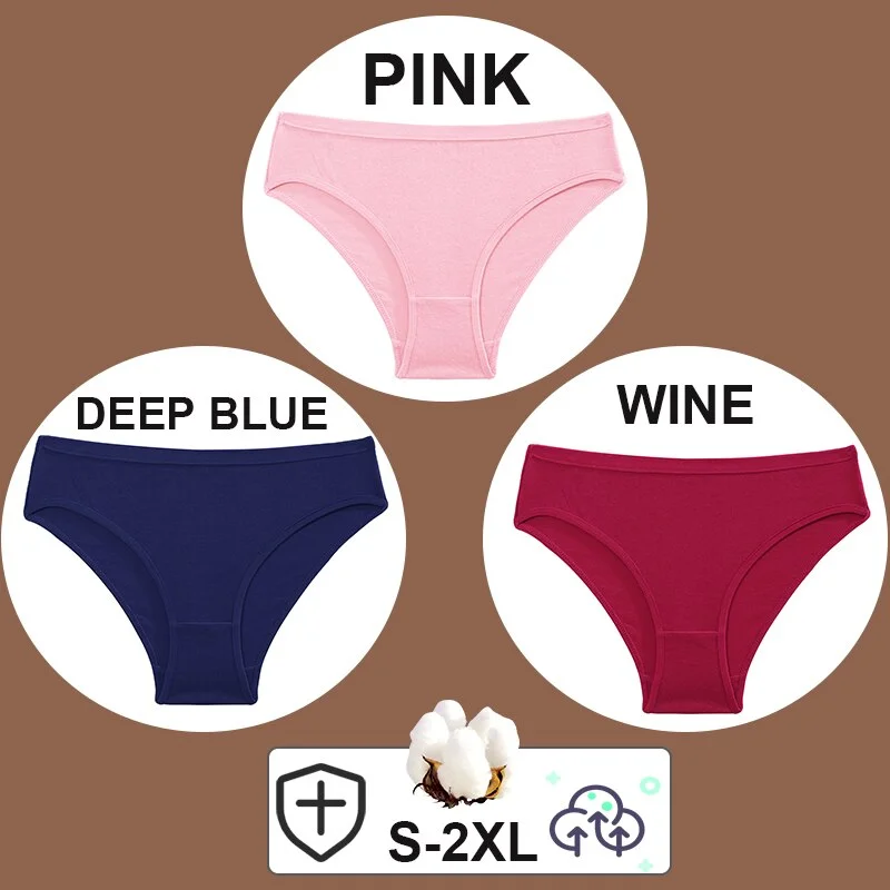 FINETOO 3PCS/Set Women Cotton Pantys Soft Back Love Lace Briefs Mesh Femme Underpants Woman Low-Waist Underwear Lingerie S-2XL