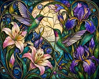Stained Glass Hummingbirds - Diamond Painting
