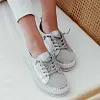 Baskets en cuir argent diamant