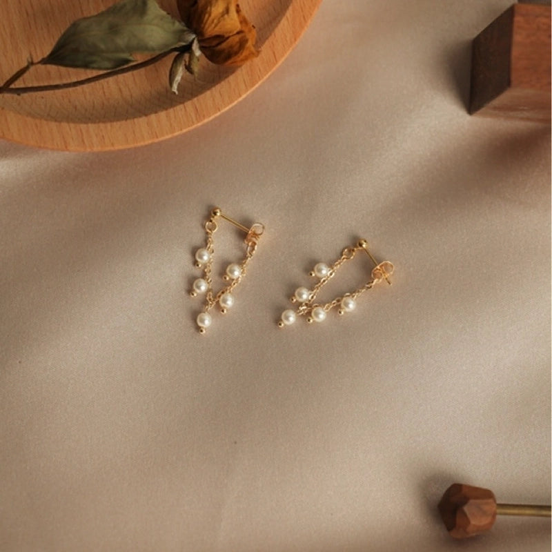 1 Pair Freshwater Pearl Solid Color Earrings