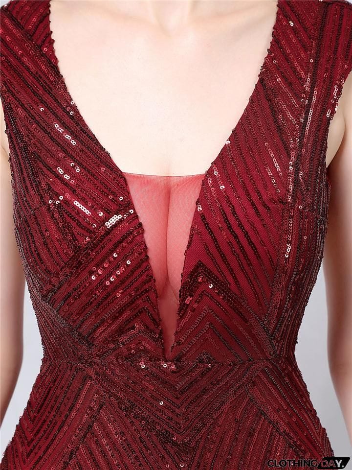 Stunning Sequined Mermaid Backless Ball Gown