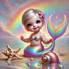 Diamond Painting -DIY Full Square Drill Cartoon Mermaid(35*35 CM)