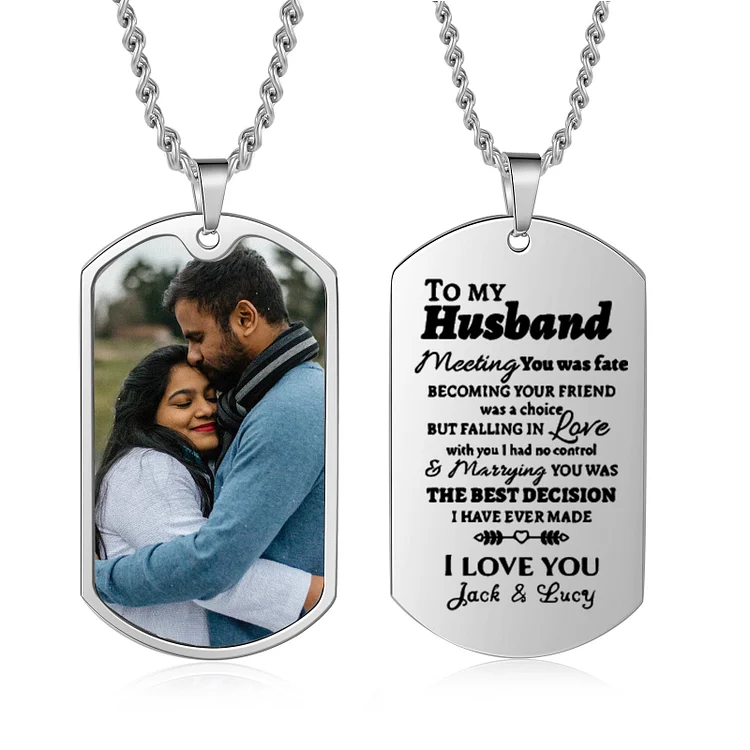 To My Husband, Personalized Men's Photo Dog Tag Necklace Gift for Him