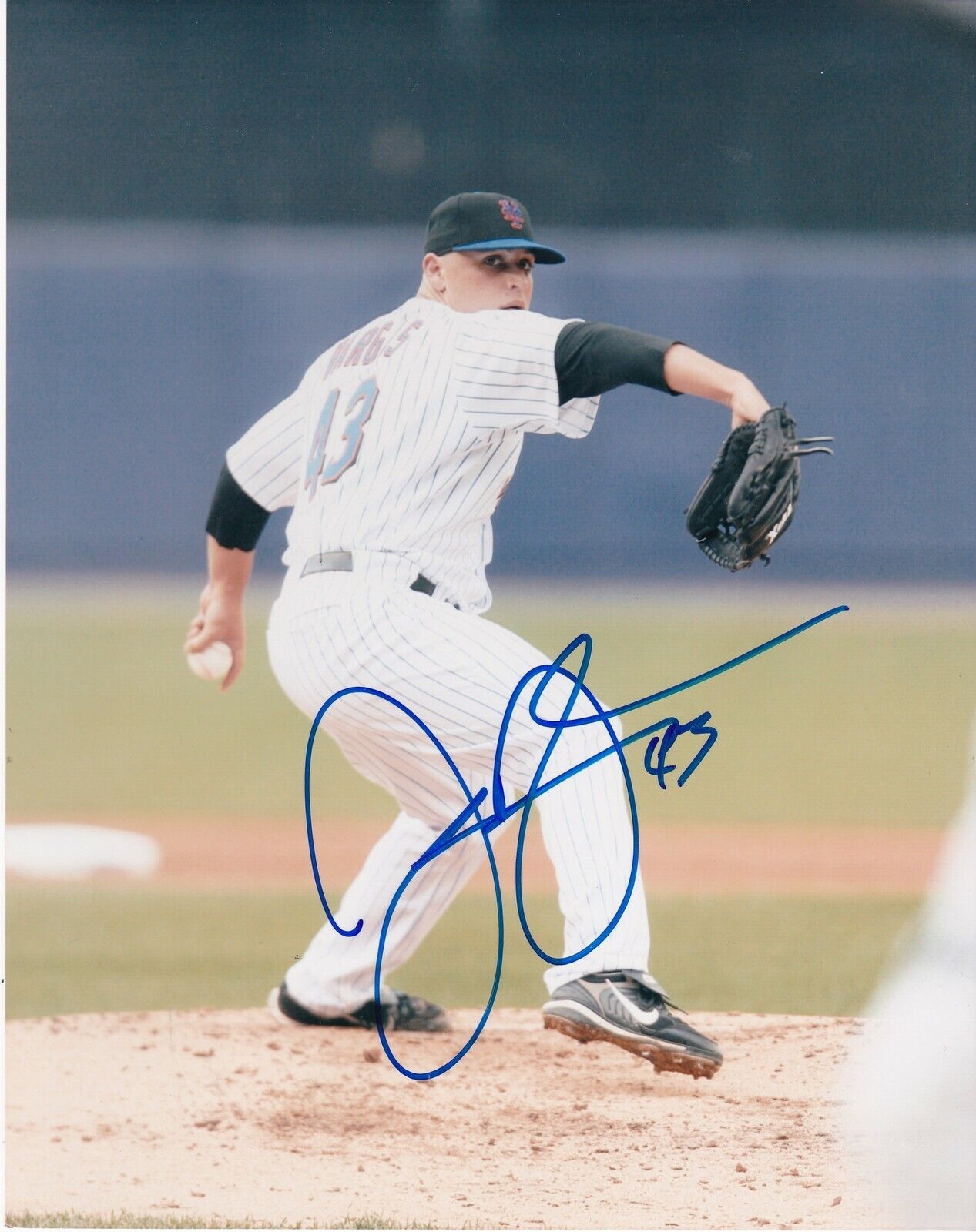 JASON VARGAS NEW YORK METS ACTION SIGNED 8x10