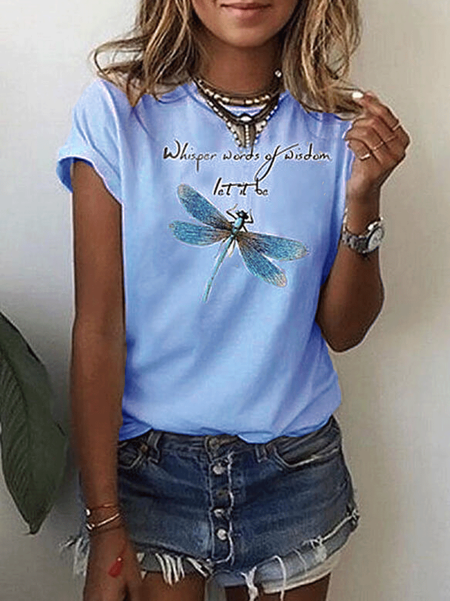 Print Round Neck Short Sleeves Casual T-shirts