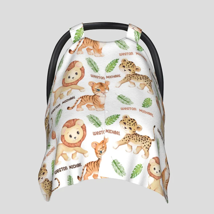 Personalized  Baby Animals Car Seat Covers Newborn Peekaboo Care Covers|C49