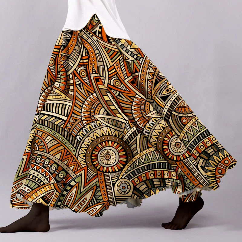 African Print Flowy Wide Skirt
