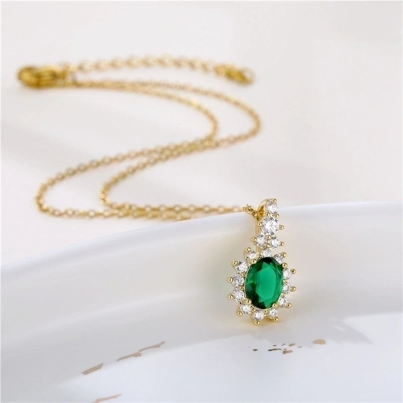 Stainless Steel Titanium Steel 18K Gold Plated Korean Style Plating Inlay Sector Star Flower Zircon Pendant Necklace