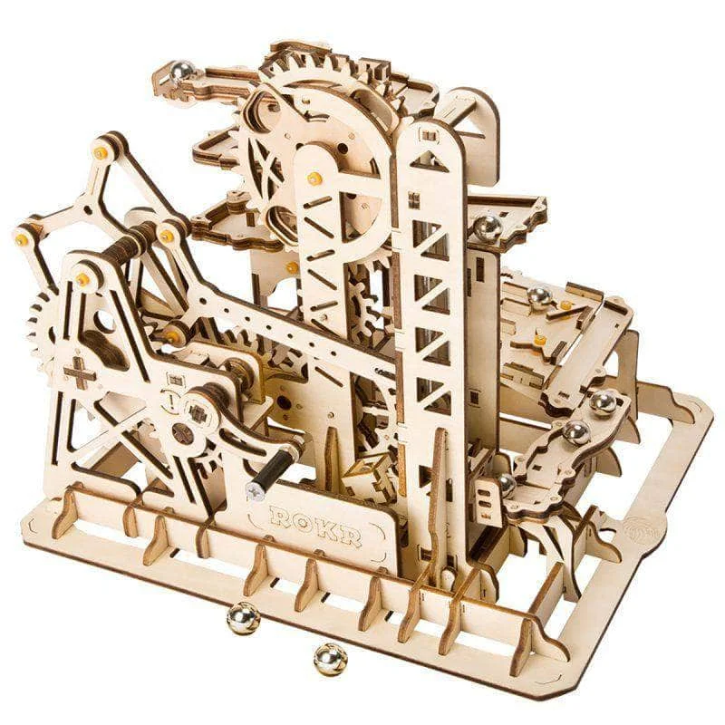 ROKR Tower Coaster 3D Wooden Puzzle Kit - Build Your Own Roller Coaster ...