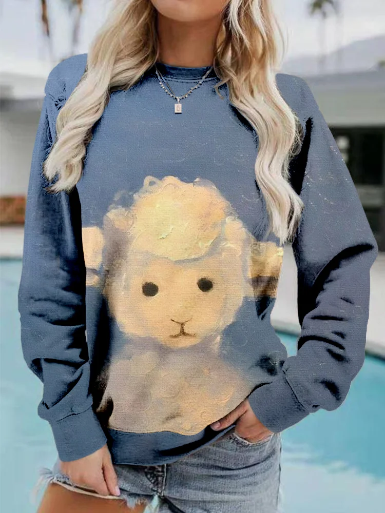 Lovely Baby Sheep Art Pattern Comfy Sweatshirt