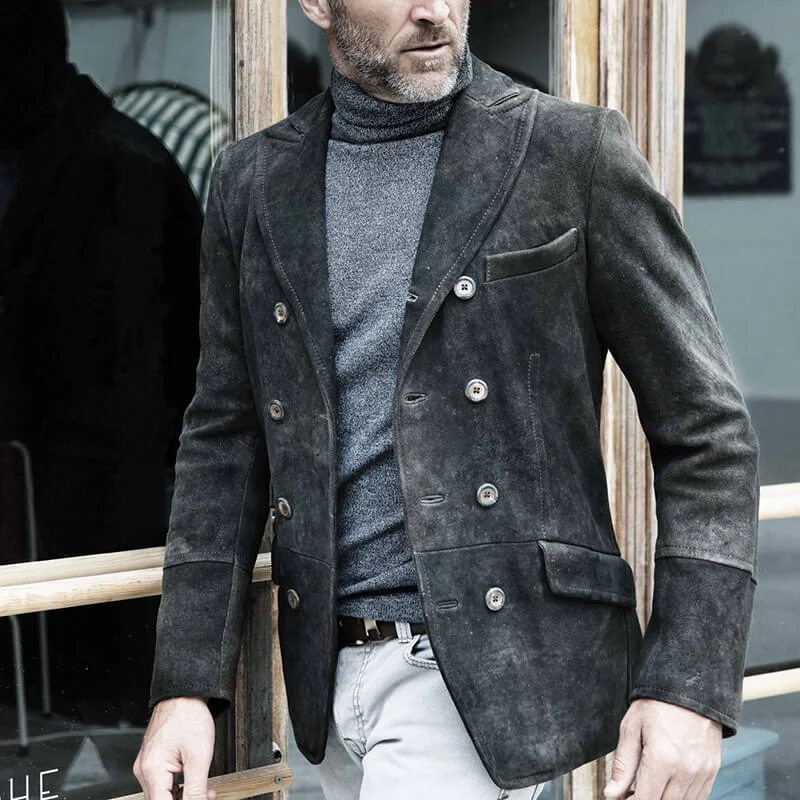 Men's fashion vintage leather suit jacket / [viawink] /