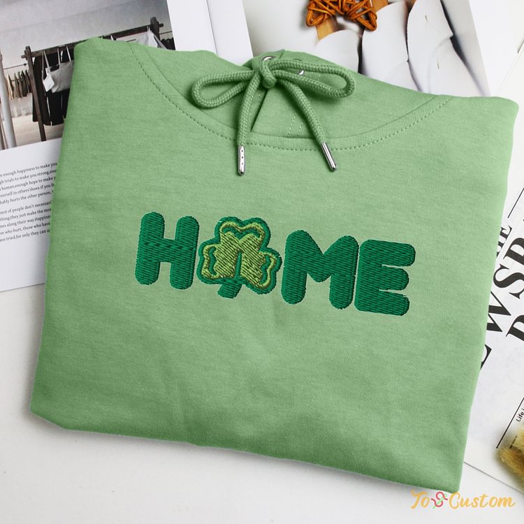 TOSCUSTOM™ Custom St Patricks Day Home with Shamrock Embroidered Hoodies