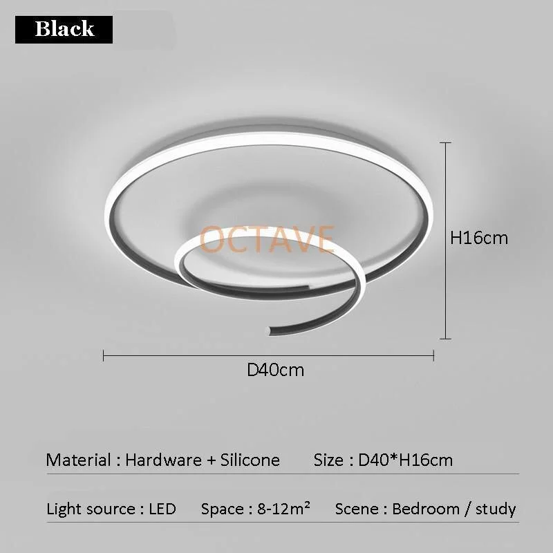 Modern Ring LED Ceiling Light Simple Living Room Bedroom Study Dining Room Room Balcony Black Home Decor Lighting Ceiling lamp