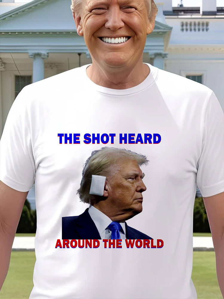 Multiplewell Trump Photo Printed Men's T-shirt Summer Everyday Casual Men's Crew-neck T-shirt Outdoor Street Men's Fashion Short-sleeved Top