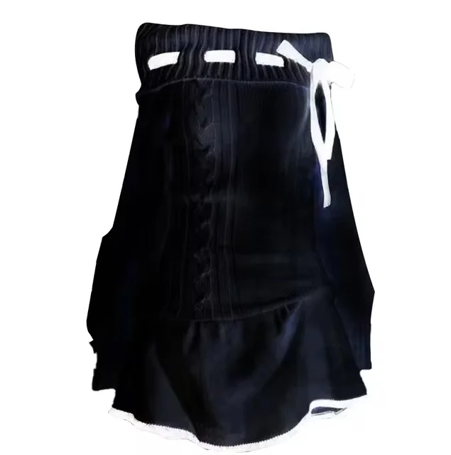 Aonga Solid color bow decoration dress fashion lace edge casual Y2K top emotional girl urban beauty chic slim sweet street women dress aonga