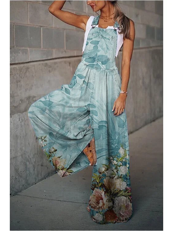 Vintage Womens Plus Size S-5XL Overalls Casual Loose Jumpsuit
