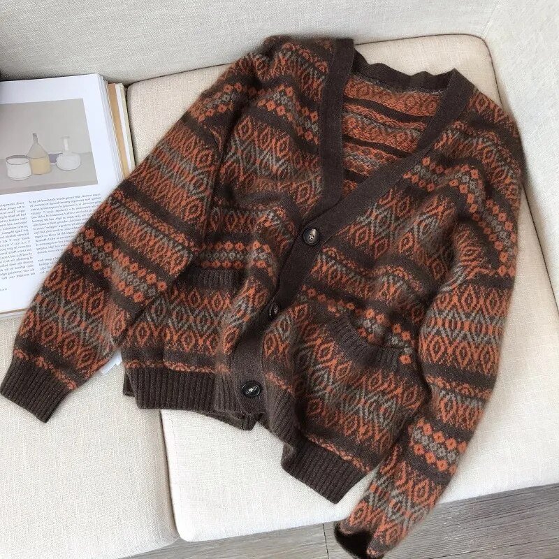 Woherb Pullover Patchwork Loose Lantern Long Sleeve Women Simple Knitted Sweater Elegant All-match Oversize Streetwear Clothes