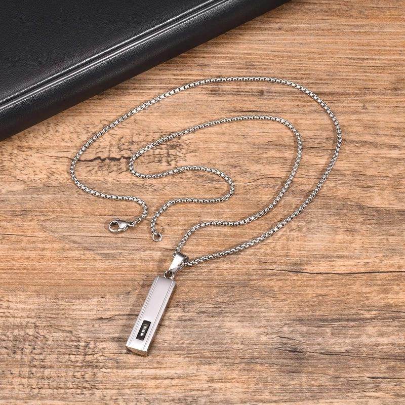 Minimalist Streetwear Square 201 Stainless Steel Inlay Zircon Men’s Pendant Necklace