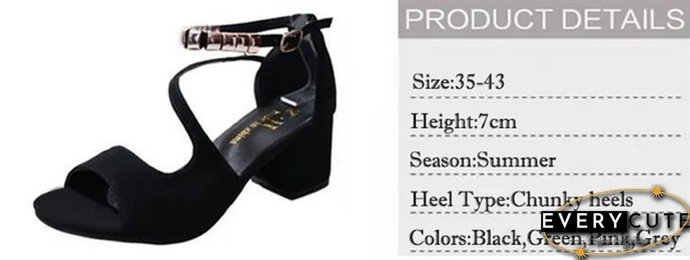 Plus Size 35-43 Women Summer Fashion Peep Toe Bow Chunky High Heel Sandals Pumps Heels