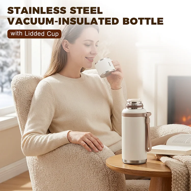 🔥NEW YEAR SALE - ONLY &pound;12.99!!⚡50K+ SOLD!💝2 in 1 Stainless Steel Vacuum Insulated Bottle with Lidded Cup🍵