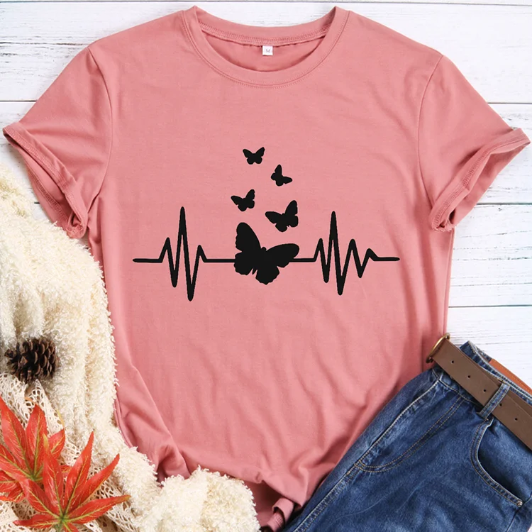 Heartbeat For Butterflies Round Neck T-shirt